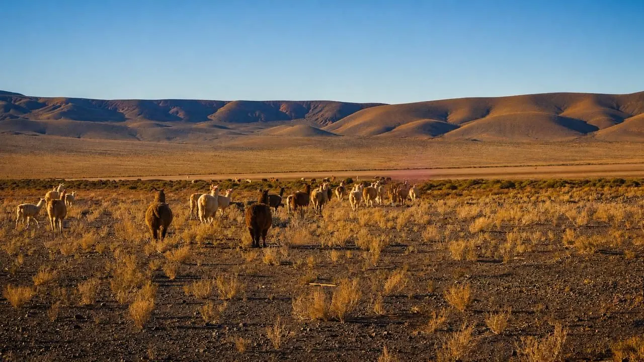 Altiplano con llamas en el territorio donde trabaja Xponencial